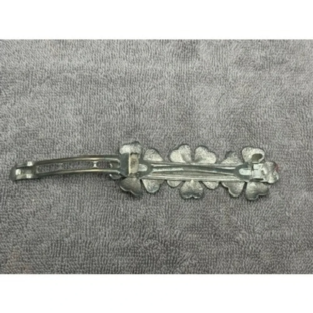 Unbranded Flower Hair Barrette Womens OS Red Excellent Enamel Triple Floral Clip